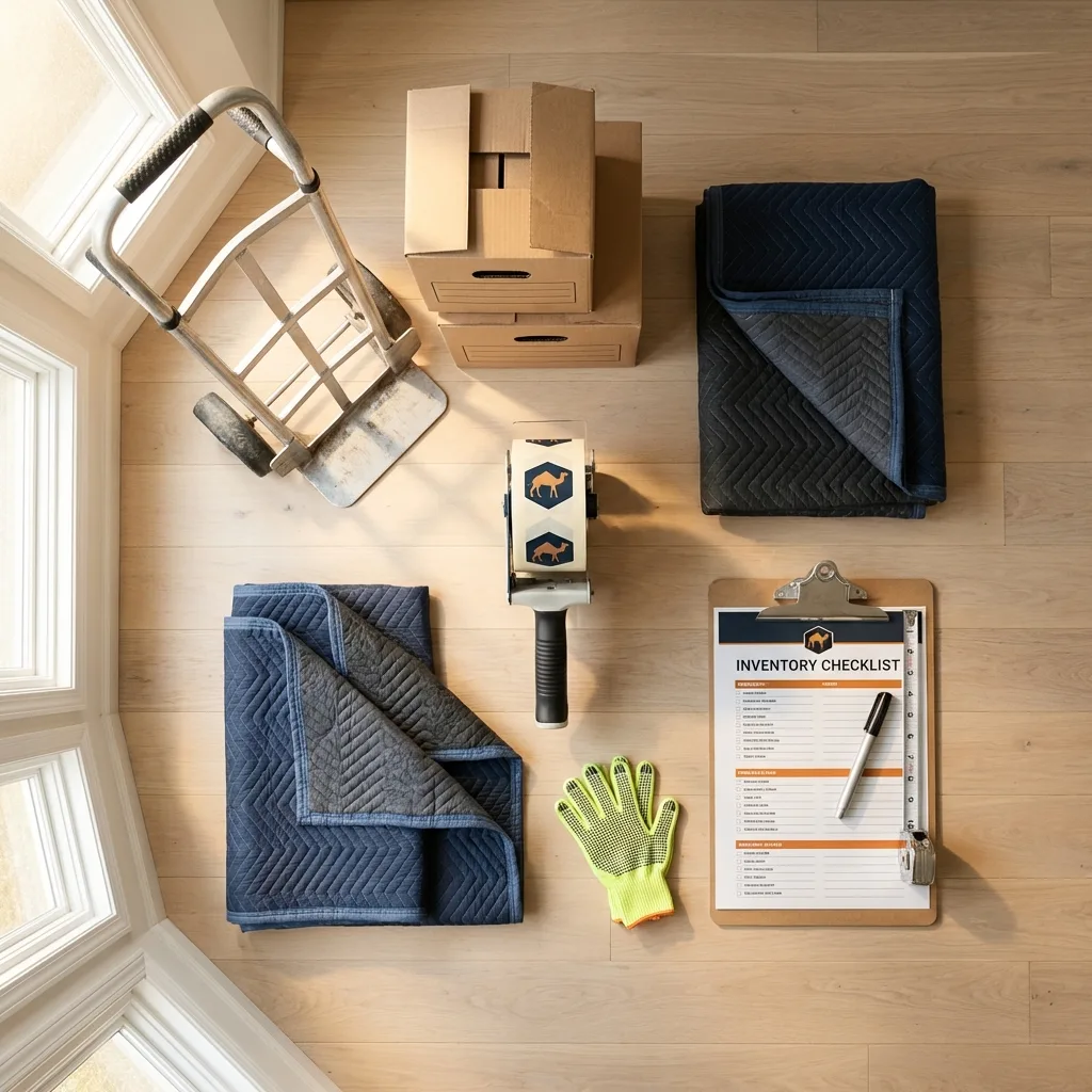 Professional moving supplies and packing materials layout for Mont Belvieu residential relocations